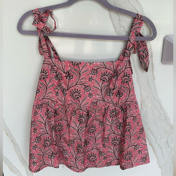 J. Crew Tops - J. Crew collection tie shoulder tank top pink floral print size 10 NWT